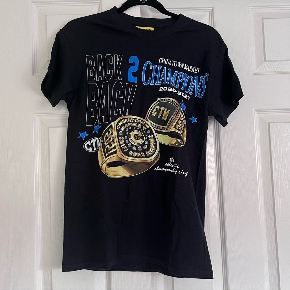 Chinatown Market Back 2 Back Championship Cotton Shirt Black Small NWT